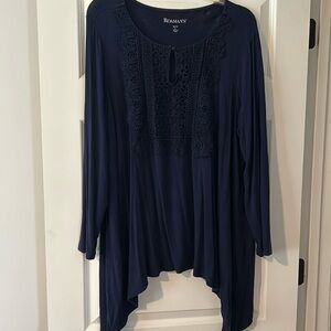Roaman’s long sleeve navy blue blouse